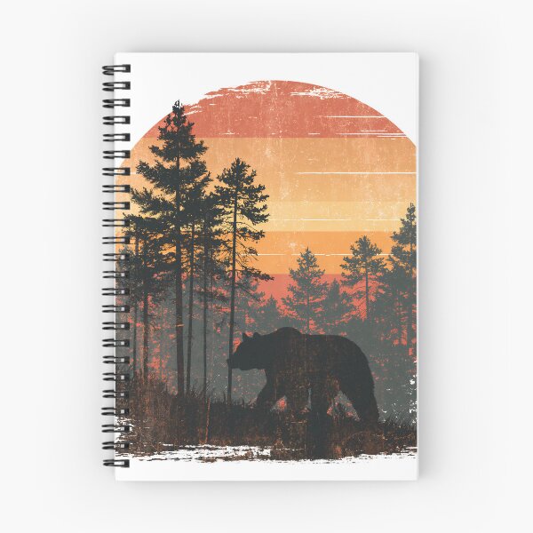 Item preview, Grizzly bear in a pine forest - 70s vintage sunset designed and sold by Artdavesalzburg.