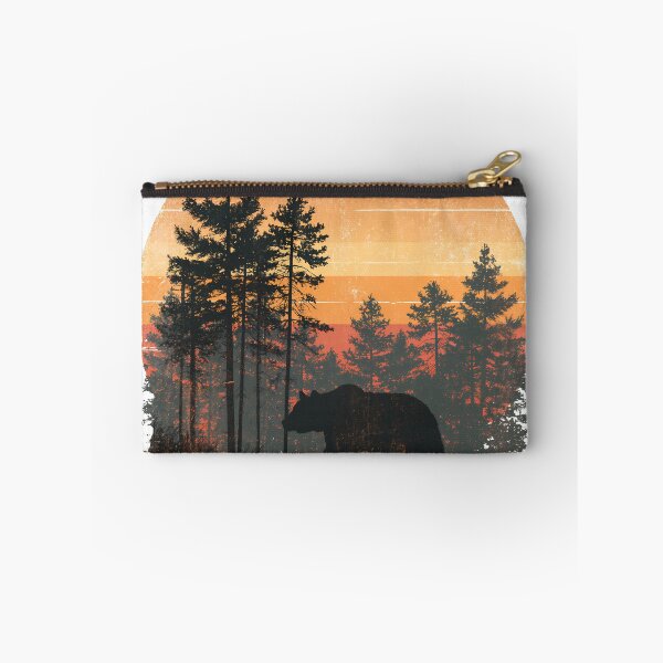 Item preview, Grizzly bear in a pine forest - 70s vintage sunset designed and sold by Artdavesalzburg.