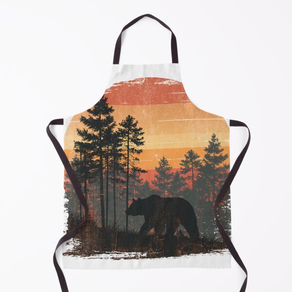 Item preview, Grizzly bear in a pine forest - 70s vintage sunset designed and sold by Artdavesalzburg.