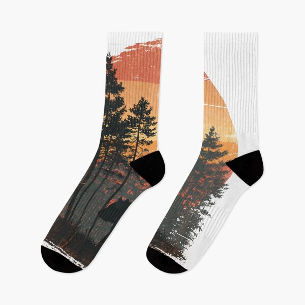 Item preview, Grizzly bear in a pine forest - 70s vintage sunset designed and sold by Artdavesalzburg.