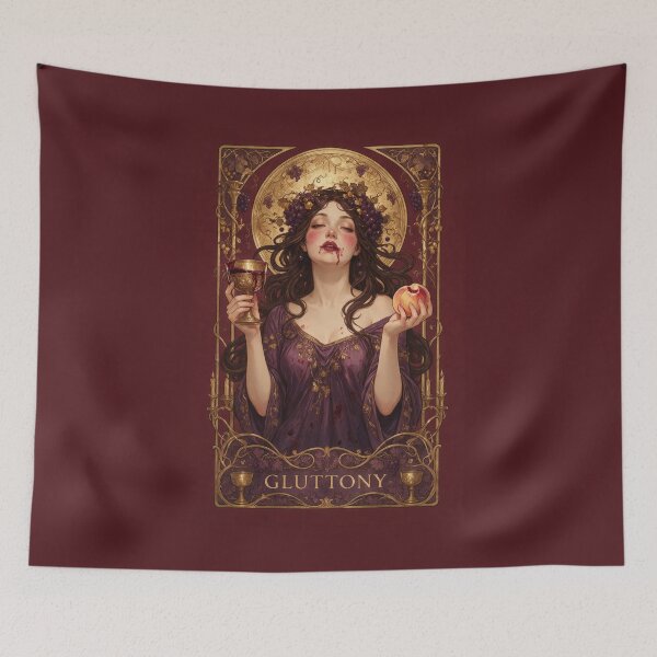 Item preview, Gluttony Wine and Grapes Deadly Sins Card designed and sold by Lineer22.