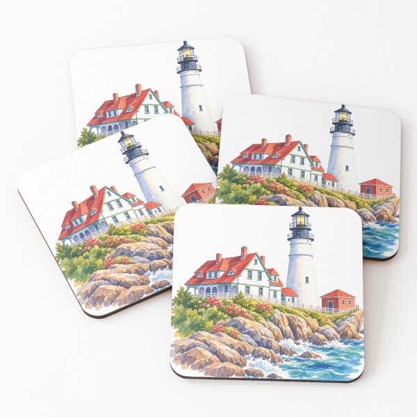 Item preview, Portland Head Light Watercolor designed and sold by saltyhydrangea.