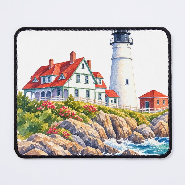 Item preview, Portland Head Light Watercolor designed and sold by saltyhydrangea.
