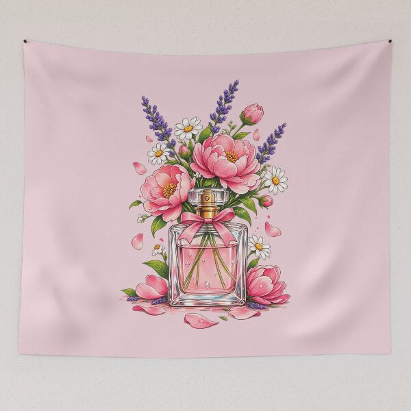Aperçu de l'œuvre Pink Peony Perfume Floral Illustration – Romantic Botanical Flower Aesthetic créée et vendue par waikibi ⭐⭐⭐⭐⭐.