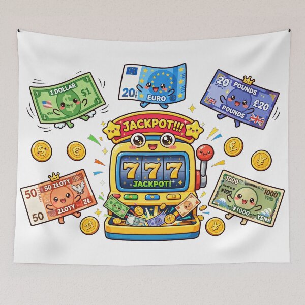 Item preview, Kawaii Jackpot World - Funny Casino Slot Machine With World Currency Money Explosion designed and sold by Surviving Monday Club.