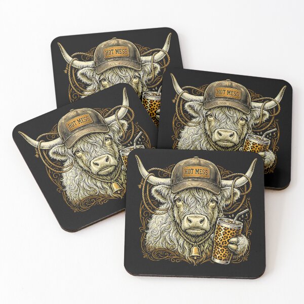 Item preview, Hot Mess Highland Cow Funny Cute Coffee Lover designed and sold by Rahamkshop.