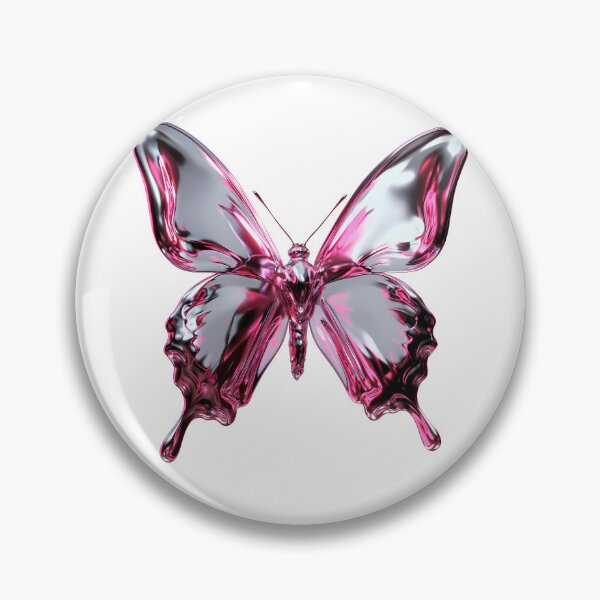 Item preview, Y2K Liquid Chrome Butterfly - Magenta & Silver 3D Art designed and sold by Artdavesalzburg.