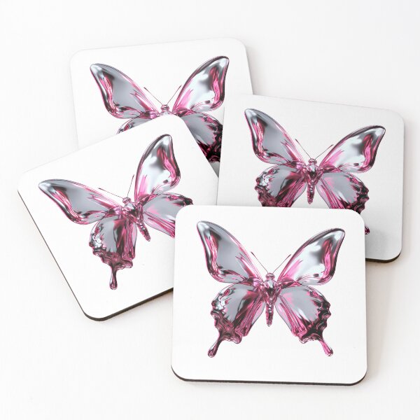 Item preview, Y2K Liquid Chrome Butterfly - Magenta & Silver 3D Art designed and sold by Artdavesalzburg.
