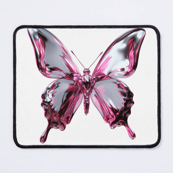 Item preview, Y2K Liquid Chrome Butterfly - Magenta & Silver 3D Art designed and sold by Artdavesalzburg.