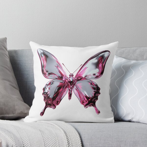 Item preview, Y2K Liquid Chrome Butterfly - Magenta & Silver 3D Art designed and sold by Artdavesalzburg.