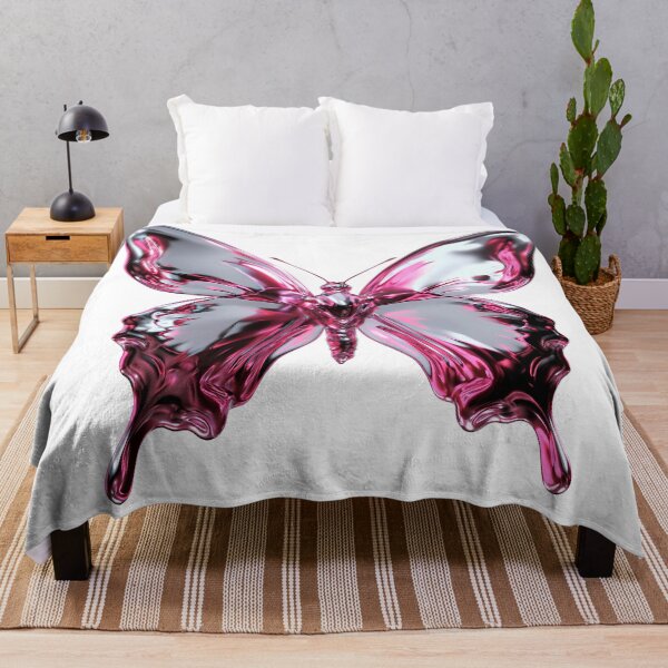Item preview, Y2K Liquid Chrome Butterfly - Magenta & Silver 3D Art designed and sold by Artdavesalzburg.