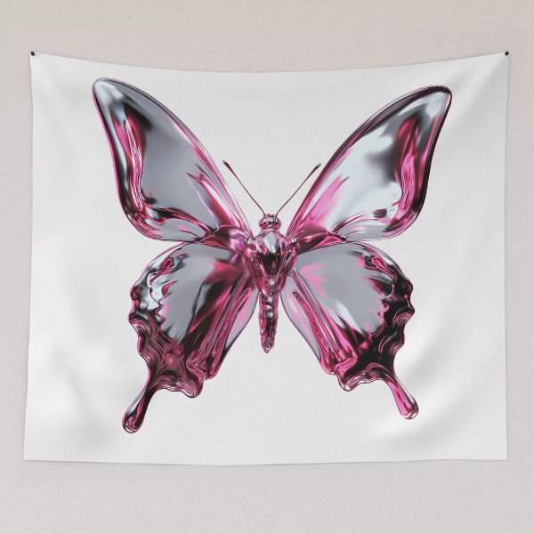 Item preview, Y2K Liquid Chrome Butterfly - Magenta & Silver 3D Art designed and sold by Artdavesalzburg.