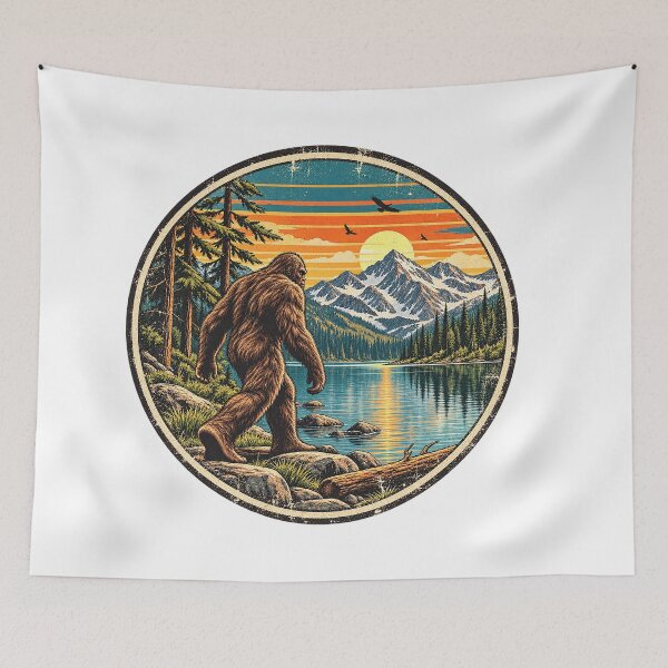 Item preview, Retro Sasquatch in Alpine Lake Wilderness designed and sold by alwaysadeal.