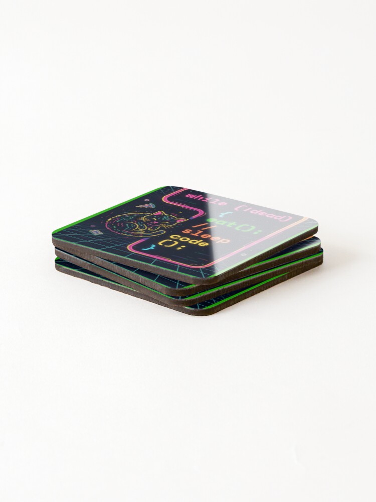 Thumbnail 4 of 5, Coasters (Set of 4), While Loop Coding Logic Eat Sleep Code designed and sold by catilinwhite.