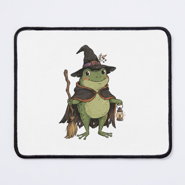 Item preview, Cute Witch Frog – Magical Woodland Halloween - Frog Witch Riding a Broom designed and sold by SOUFIANE1991.