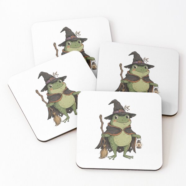 Item preview,  Cute Witch Frog – Magical Woodland Halloween - Frog Witch Riding a Broom designed and sold by SOUFIANE1991.