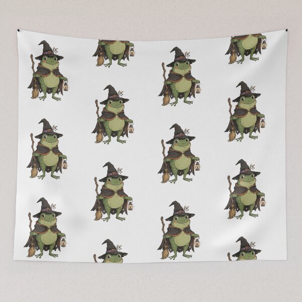 Item preview,  Cute Witch Frog – Magical Woodland Halloween - Frog Witch Riding a Broom designed and sold by SOUFIANE1991.