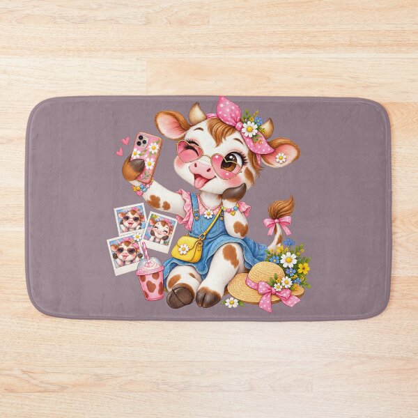Item preview, Pink Cowgirl Cow Selfie – Kawaii Floral Farm Animal designed and sold by HOUSE OF TIST.