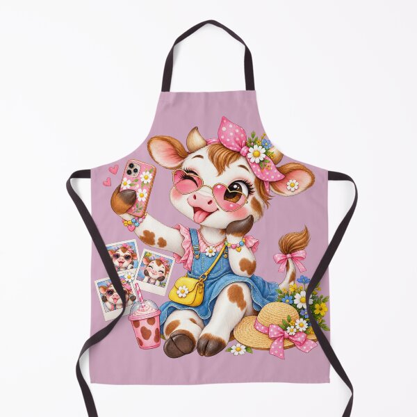 Item preview, Pink Cowgirl Cow Selfie – Kawaii Floral Farm Animal designed and sold by HOUSE OF TIST.