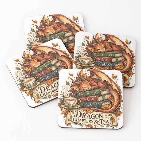 Item preview, Dragon Chapters & Tea – Cozy Fantasy Reader designed and sold by Golden Era Studio.