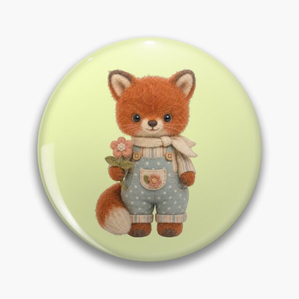 Item preview, Fox Overalls Flower Cute Stuffed Animal Felt Aesthetic designed and sold by Mauswohn.