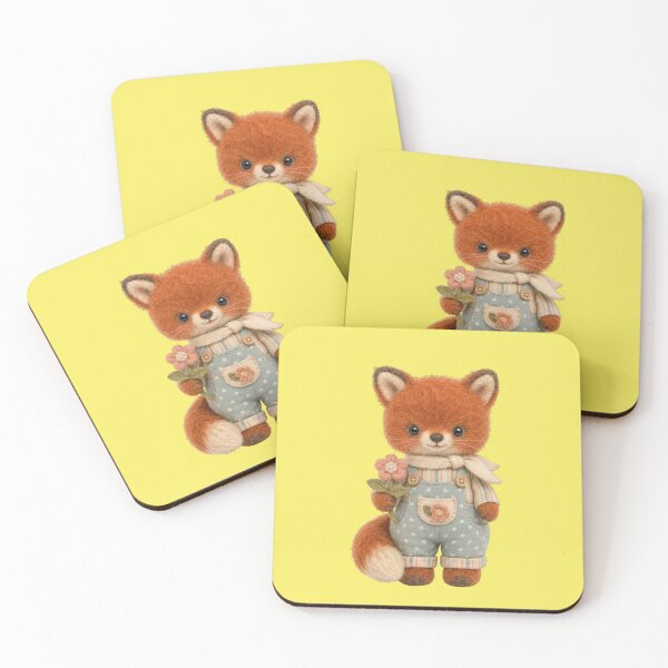 Item preview, Fox Overalls Flower Cute Stuffed Animal Felt Aesthetic designed and sold by Mauswohn.