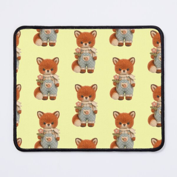 Item preview, Fox Overalls Flower Cute Stuffed Animal Felt Aesthetic designed and sold by Mauswohn.