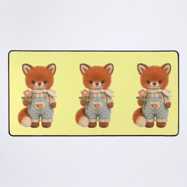 Item preview, Fox Overalls Flower Cute Stuffed Animal Felt Aesthetic designed and sold by Mauswohn.