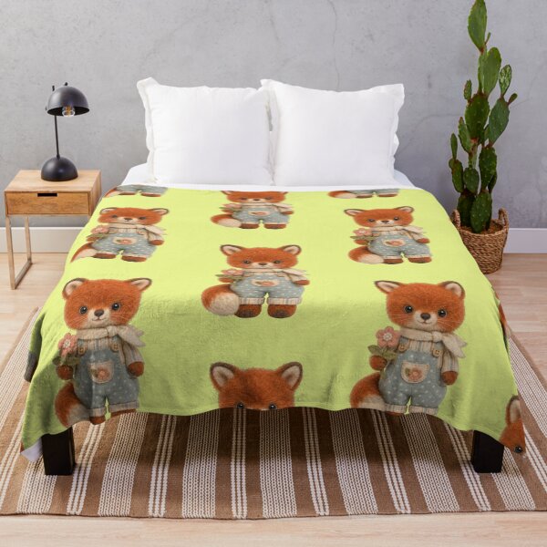 Item preview, Fox Overalls Flower Cute Stuffed Animal Felt Aesthetic designed and sold by Mauswohn.