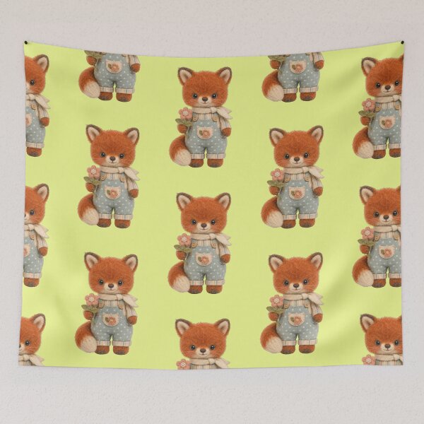 Item preview, Fox Overalls Flower Cute Stuffed Animal Felt Aesthetic designed and sold by Mauswohn.