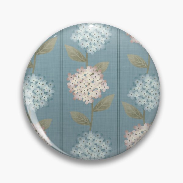 Item preview, Blue and Beige Hydrangeas Floral Stripe and Thin Stripes Light Teal Blue designed and sold by JasmineGDesigns.