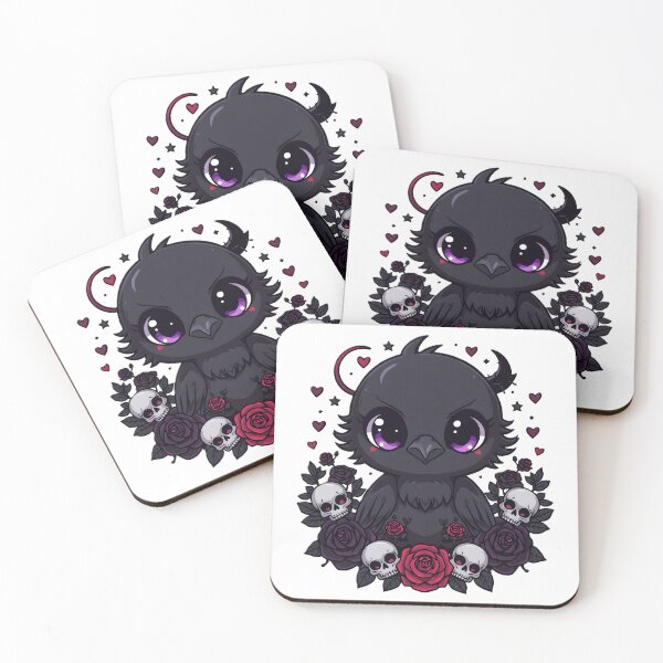 Item preview, Gothic Crow with Skulls & Black Roses | Dark Kawaii Raven Aesthetic designed and sold by dreamz-world.