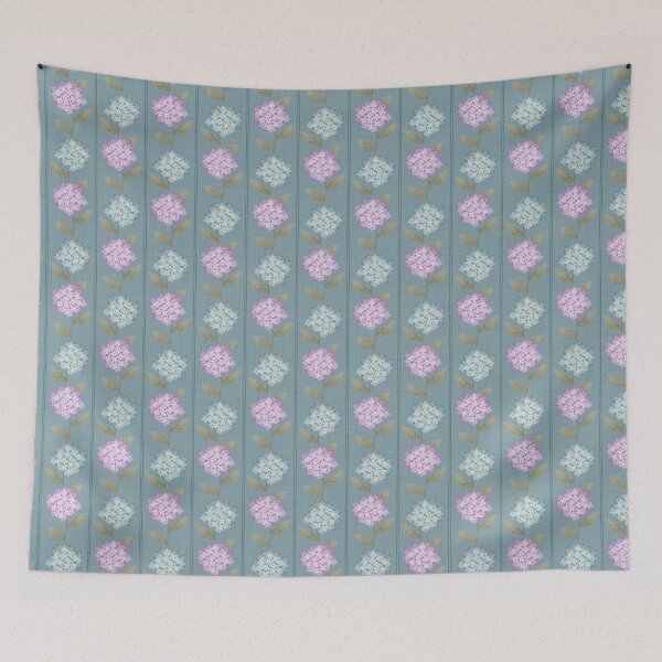 Item preview, Blue and Purple Hydrangeas Floral Stripe and Thin Stripes Light Teal Blue designed and sold by JasmineGDesigns.
