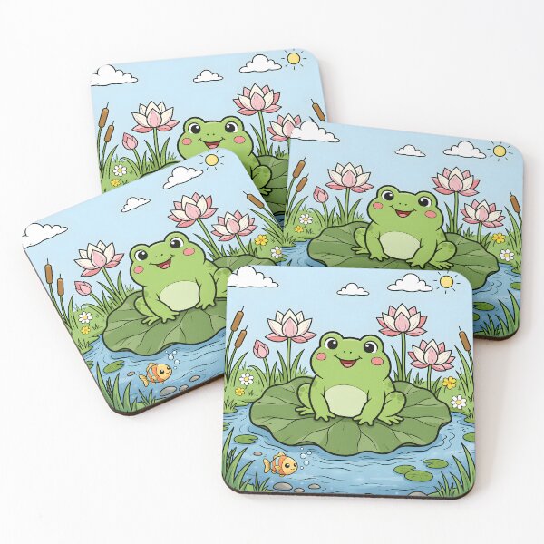 Item preview, The Illustration of Cute Frog in Beautiful Pond designed and sold by Pim-Crystal.