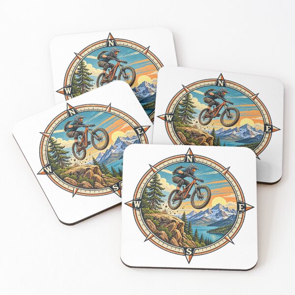 Item preview, Retro Mountain Biking Adventure Compass Landscape designed and sold by alwaysadeal.