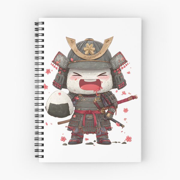 Item preview, chibi samurai warrior eat rice ball designed and sold by cutemakerotart.