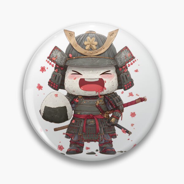 Item preview, chibi samurai warrior eat rice ball designed and sold by cutemakerotart.