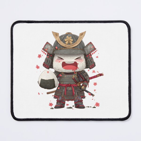 Item preview, chibi samurai warrior eat rice ball designed and sold by cutemakerotart.