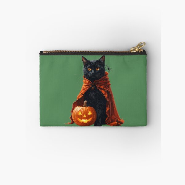 Item preview, Halloween cat with orange cape, pumpkin and spider designed and sold by Mystic-Art-2.