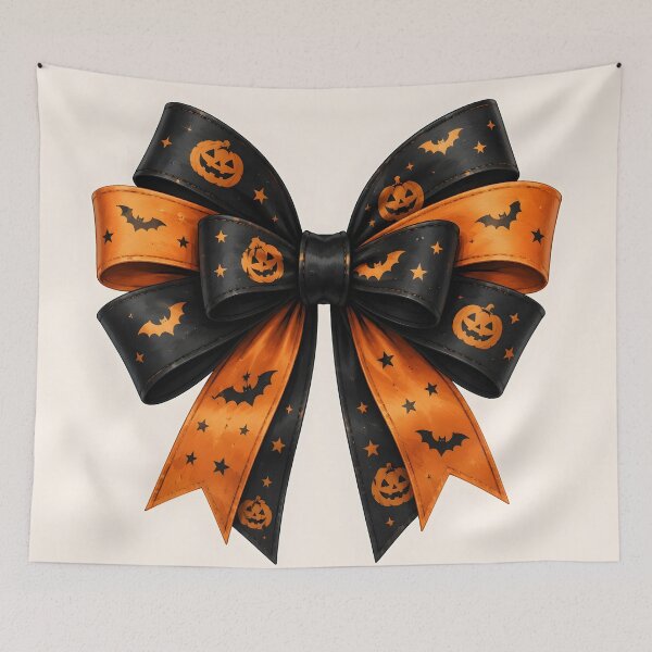 Item preview, Halloween Black and Orange Bow designed and sold by DoveArtDesigns.