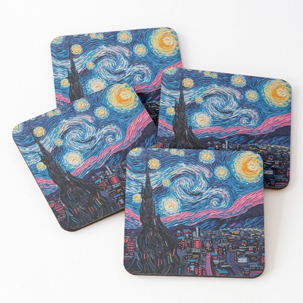 Item preview, Futuristic Cyberpunk City Under Starry Night Sky designed and sold by Midnight Manor Art.