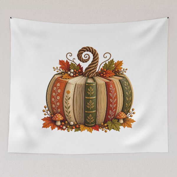 Item preview, Cozy Autumn Book Pumpkin - Fall Reading Vintage Books Pumpkin Lover Cottagecore designed and sold by CatiaStudioArt.