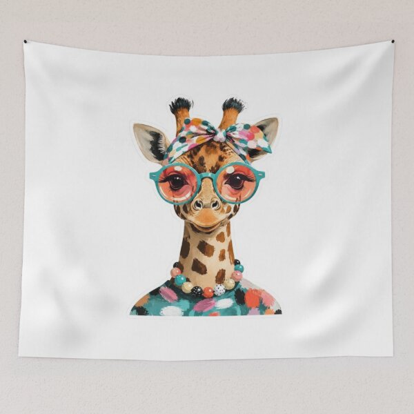 Item preview, Baby Giraffe Holding Wildflowers Bouquet designed and sold by Snurly.