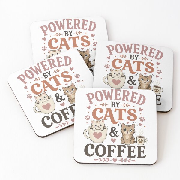 Item preview, Powered by Cats and Coffee designed and sold by digital.stickerperso.com.