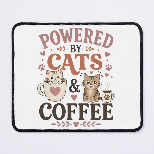 Item preview, Powered by Cats and Coffee designed and sold by digital.stickerperso.com.