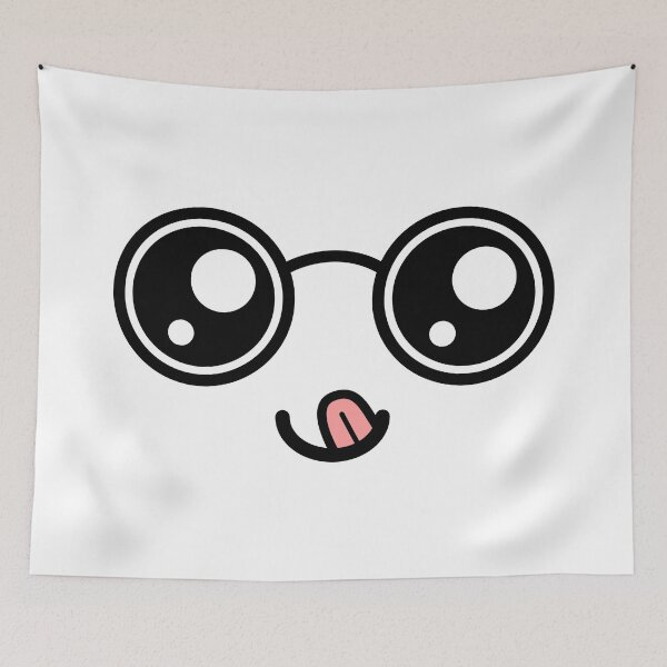 Item preview, Cute kawaii nerdy tongue out smiling face designed and sold by BlushyPrint.