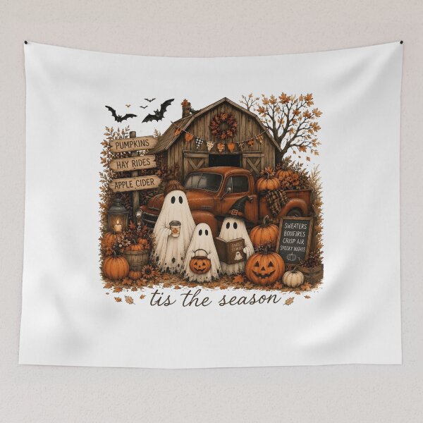 Item preview, Fall Halloween Shirt, Vintage Farmhouse Ghost Graphic Tee, Pumpkin Apple Cider Shirt, Cozy Autumn Harvest Gift designed and sold by KeyClothesline.