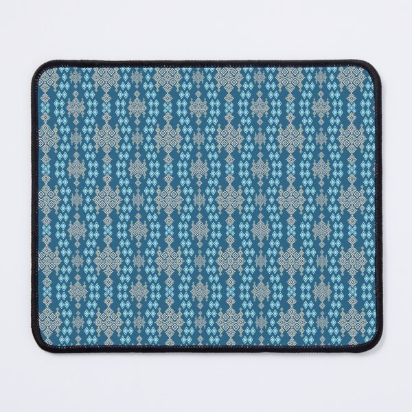Item preview, Thai Ikat Vertical Diamond Seamless Pattern Aqua Blue Traditional Thai Pixel Woven Textile Surface Design designed and sold by KOPatternCo.