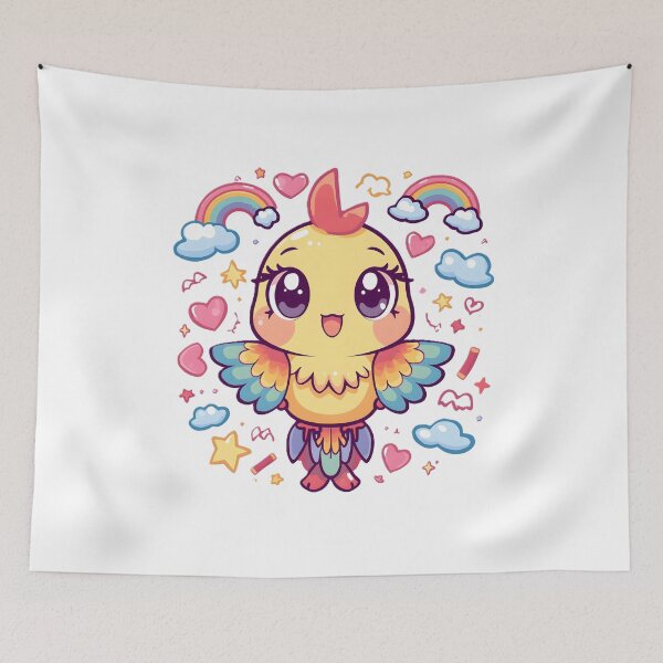 Item preview, Cute Rainbow Parrot with Hearts & Clouds | Colorful Kawaii Bird Aesthetic designed and sold by dreamz-world.