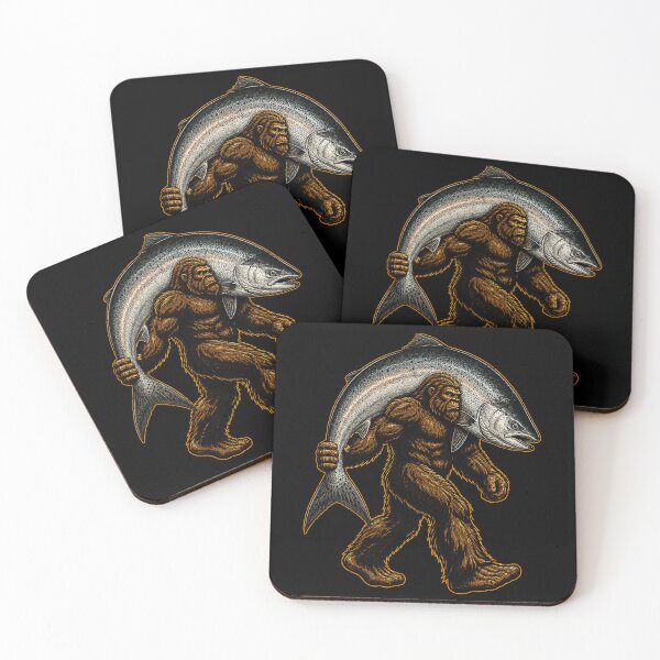 Item preview, Bigfoot carrying a giant salmon illustration designed and sold by rafaeltto.